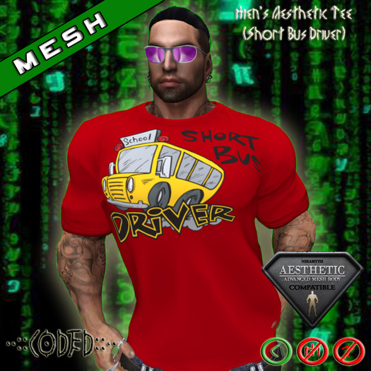 ..:: CODED ::.. Men's Aesthetic Tee (Short Bus Driver)