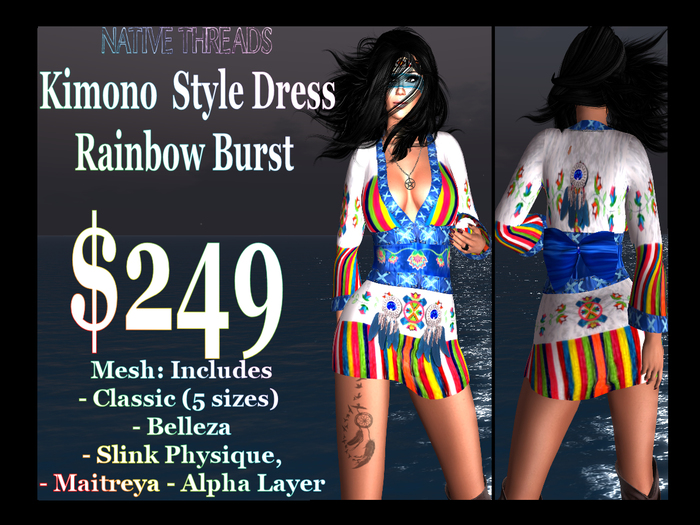 Native Threads - Kimono Style Dress - Rainbow Burst