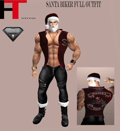 (H-T) SANTA BIKER FULL OUTFIT  MESH AESTHETIC BAG