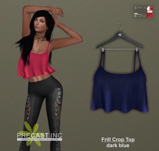 PRECAST Inc. - Frill Crop Top - dark blue