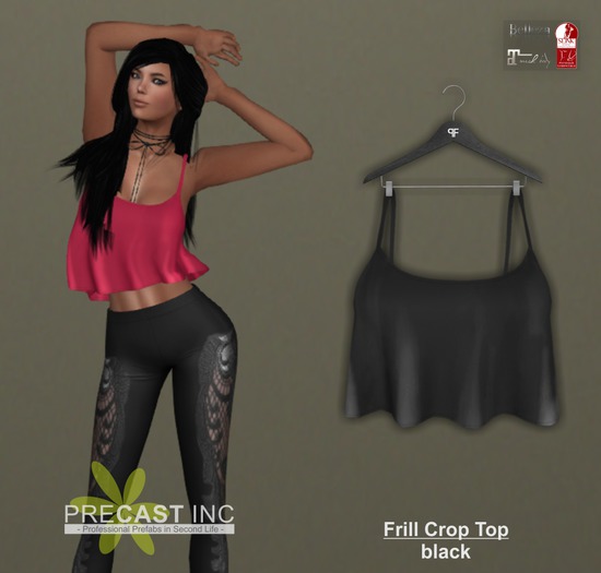 PRECAST Inc. - Frill Crop Top - black
