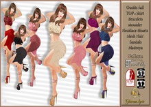 Outfits full Top & Skirt Lace bordo violet