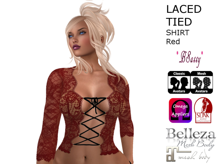 *BSASSY* LACE TIED TOP RED