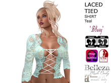 *BSASSY* LACE TIED TOP TEAL
