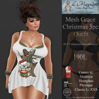 Second Life Marketplace - LMagnums Grace Christmas 3pc Outfit - Drummer