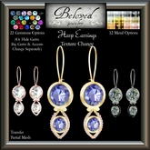 Beloved Jewelry : Harp Dangle Earrings (Texture Change, Part Mesh) Gold, Silver, Pink Gold, Diamond, Amethyst