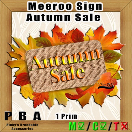 Meeroo Autumn Sale Sign FREE FREE FREE