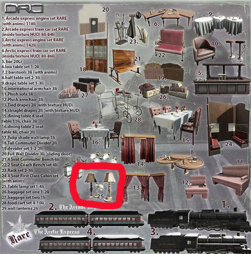 25 -DRD- AE - Train Car - Table Lamp Set