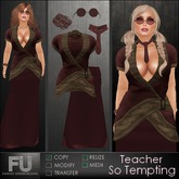 Teacher So Tempting Full Mesh Outfit * Sexy Sweater Glasses Tie Skirt Bracelet
