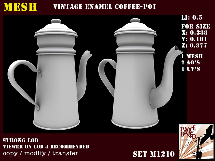 "TB" Beautiful vintage enamel coffee-pot M1210