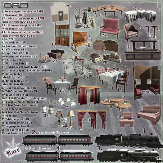 6 -DRD- AE - Train Car - Low Table Set
