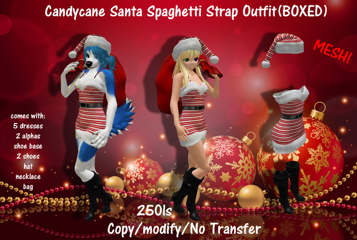Candycane Santa Spaghetti Strap Outfit(BOXED)