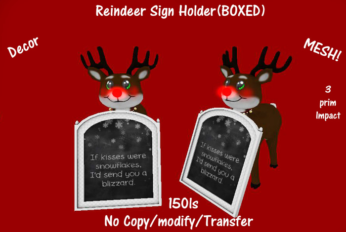 Reindeer Sign Holder(BOXED)