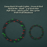 Xmas Bark Wreath Light Green & Red Med & Sm
