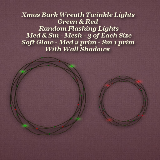 Xmas Bark WreathTwinkle Light Green & Red Med & Sm