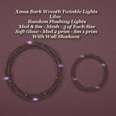 Xmas Bark Wreath Twinkle Light Lilac Med & Sm