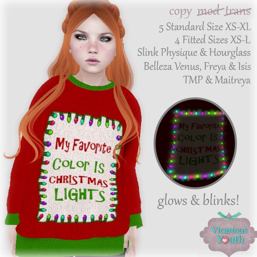 {V*Y} Ladies Ugly Sweater -Christmas Lights - BLINKY