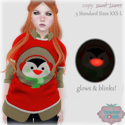 {V*Y} LADIES Double Shirt - BLINKY Penguin Sweater