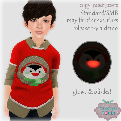 {V*Y} KIDS Double Shirt - BLINKY Penguin Sweater