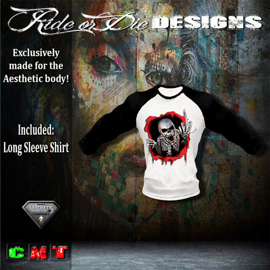 Ride or Die Designs*Long Sleeve*Skull Flipping Off