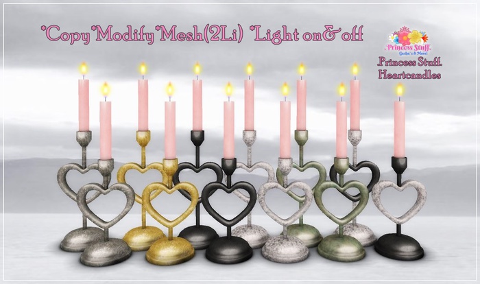 .Princess Stuff. [Heart Candles] Soft Pink [Set]