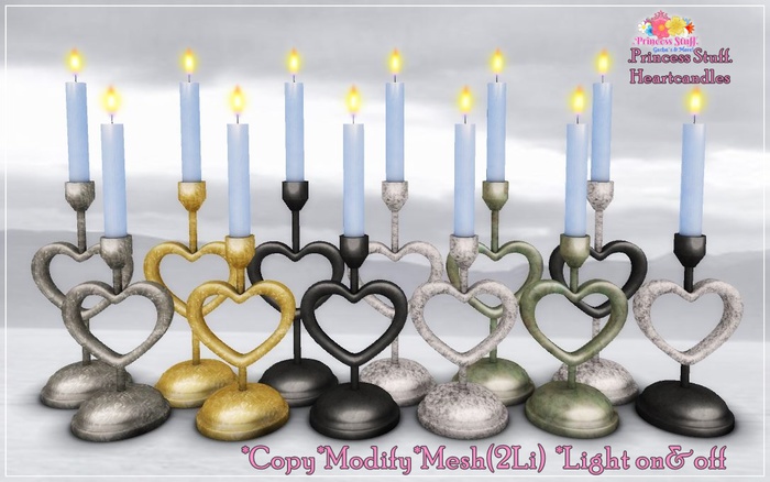 .Princess Stuff. [Heart Candles] Soft Blue [Set]
