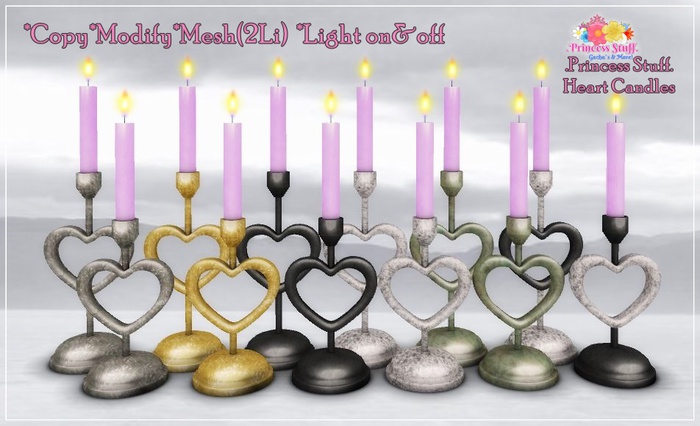 .Princess Stuff. [Heart Candles] Pastel Purple [Set]