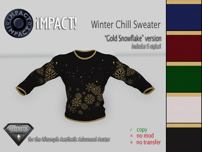 iMPACT! Winter Chill Sweater - Gold Snowflake