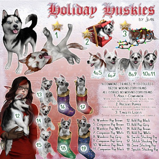 JIAN Holiday Huskies 16. Swirls Stocking Pupper