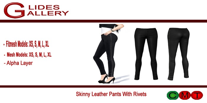 Skinny Leather Pants With Rivets