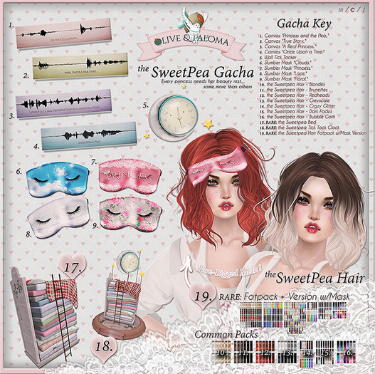 .Olive. & Paloma the Sweetpea Canvas "A Real Princess.." Arcade Gacha June 2015 Limited Qty!