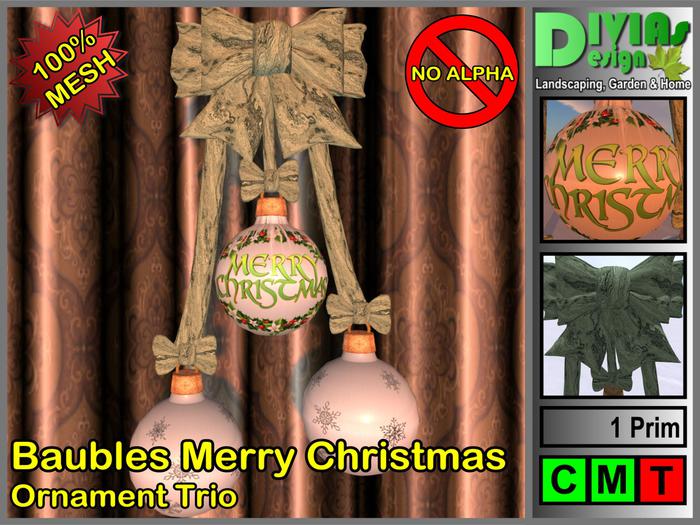 Baubles Merry Christmas - Ornament Trio