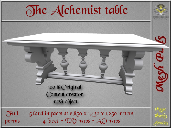 Alchemist table - 5 LI - FULL PERMS Mesh