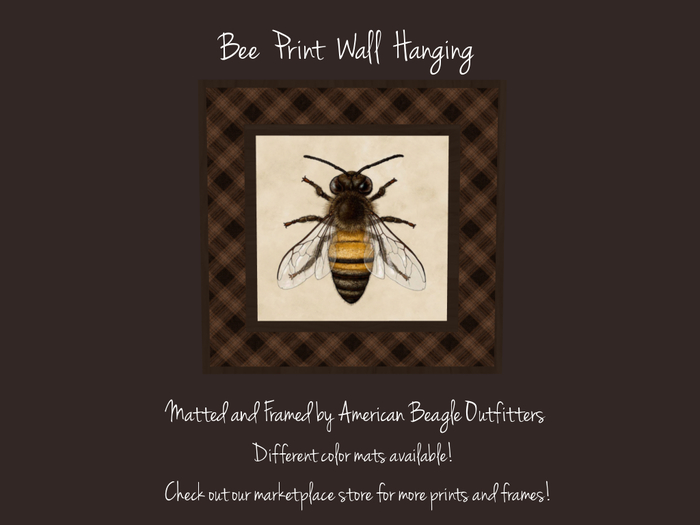 ABO - framed bee print dark brown plaid