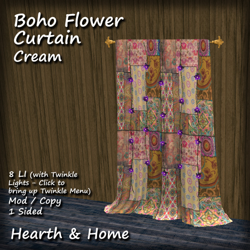 ~H&H~ Boho Flower Curtain - Cream [B]