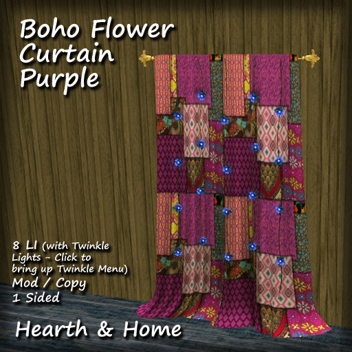 ~H&H~ Boho Flower Curtain - Purple [B]