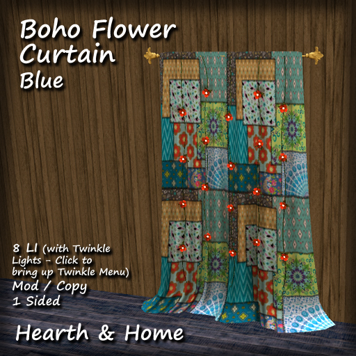 ~H&H~ Boho Flower Curtain - Blue [B]