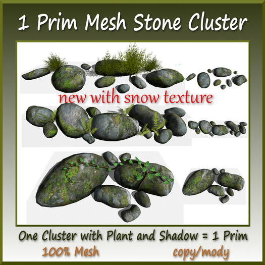 1 Prim Mesh Stone Cluster 6 Parts copy-mody