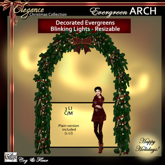 C&F Elegance Xmas Evergreen Arch w/ Lights - 3 LI