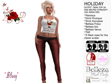 *BSASSY* MESH HOLIDAY TANK TOP 18 AND STRAIGHT LEG JEANS RED