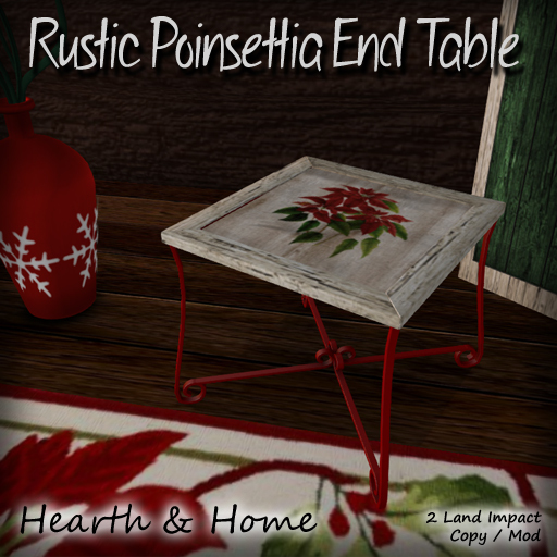 ~H&H~ Rustic Poinsettia End Table