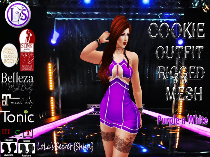 .~LS~COOKIE OUTFIT RIGGED MESH {PURPLE}
