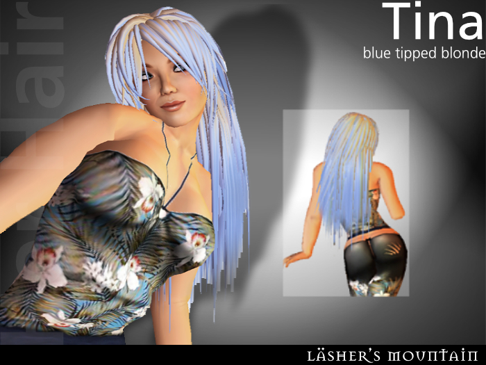 TINA Fine Long BLUE (tipped Blonde) HAIR