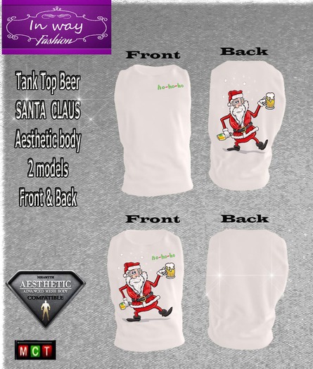 IW024 - AESTHETIC Tank Top Beer Santa Claus front & back