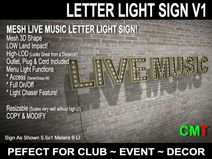 Letter Light Sign V1 - LIVE MUSIC