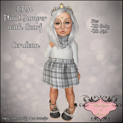 Tiny Tiaras Bowtique - LPA Plaid Jumper with Scarf / Cerulean