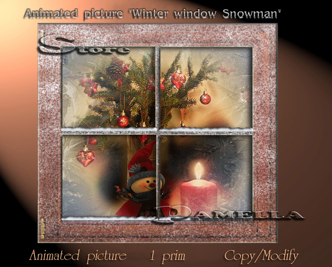  Animated picture "Winter window Snowman" 