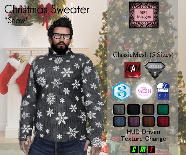 [D2T Designs] Christmas Sweater_Snow [M] boxed