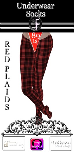 *IONIC:FASHION: -Red Plaids Socks -Pack (With Appliers)