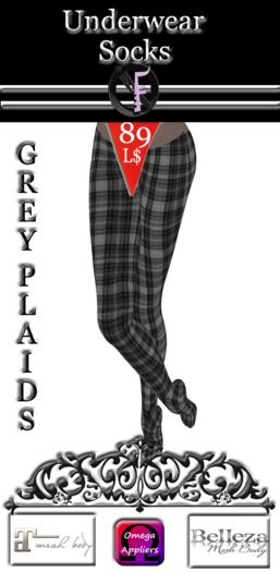 *IONIC:FASHION: -B&W Plaid Socks - Pack (With Appliers)